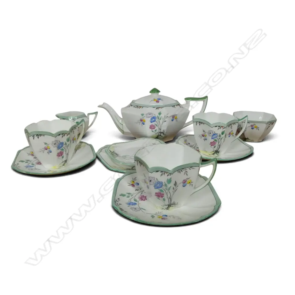 SHELLEY CHINA 3PC TEASET CSP 2C/SS & DISH DECO SPRING FLOWER PAT Image 1++