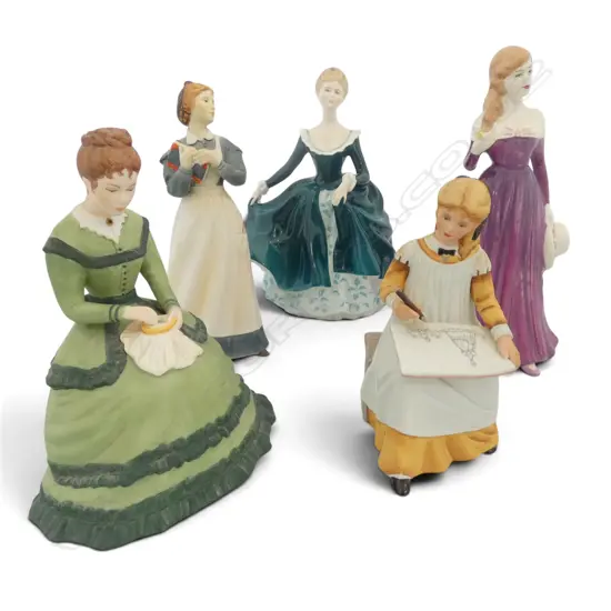 5 FIGURINES; 2 ROYAL DOULTON; JANINE, MELISSA H.205mm+ 3 FRANKLIN MINT CHARACTERS FROM LITTLE WOMEN