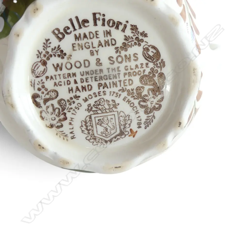 4 PCES BELLE FIORI; TEA POT, MILK JUG, LIDDED SUGAR BOWL, TRIO Image 1++