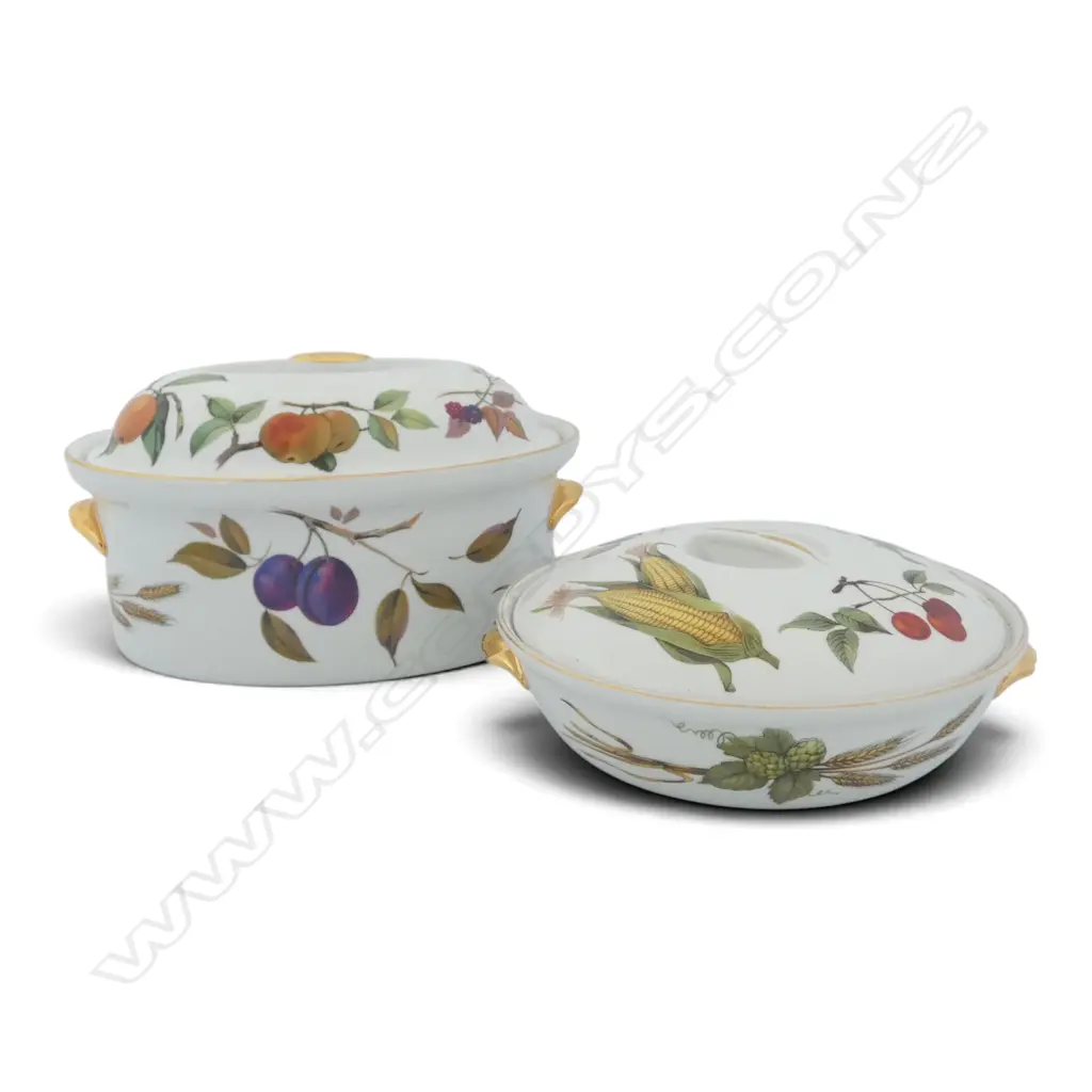 2 ROYAL WORCESTER EVESHAM LIDDED TUREENS W.260mm Image 1++