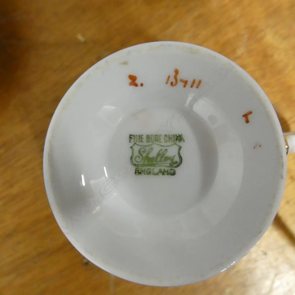 SHELLEY CHINA PART TEASET 5CSPS C/SUGAR POWDER BLUE  SPRING FLOWER PAT Image 1++