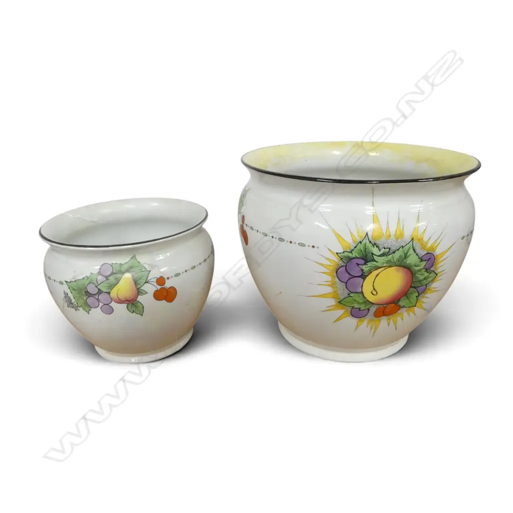 2 SHELLEY CHINA JARDINEERS FRUIT SUNBURST PAT H200 &140MM Image 1++
