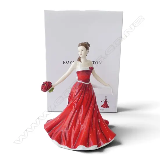 ROYAL DOULTON FLOWER OF THE MONTH "JUNE-ROSE" LOVE PETITE BONE CHINA FIGURINE 170h mm