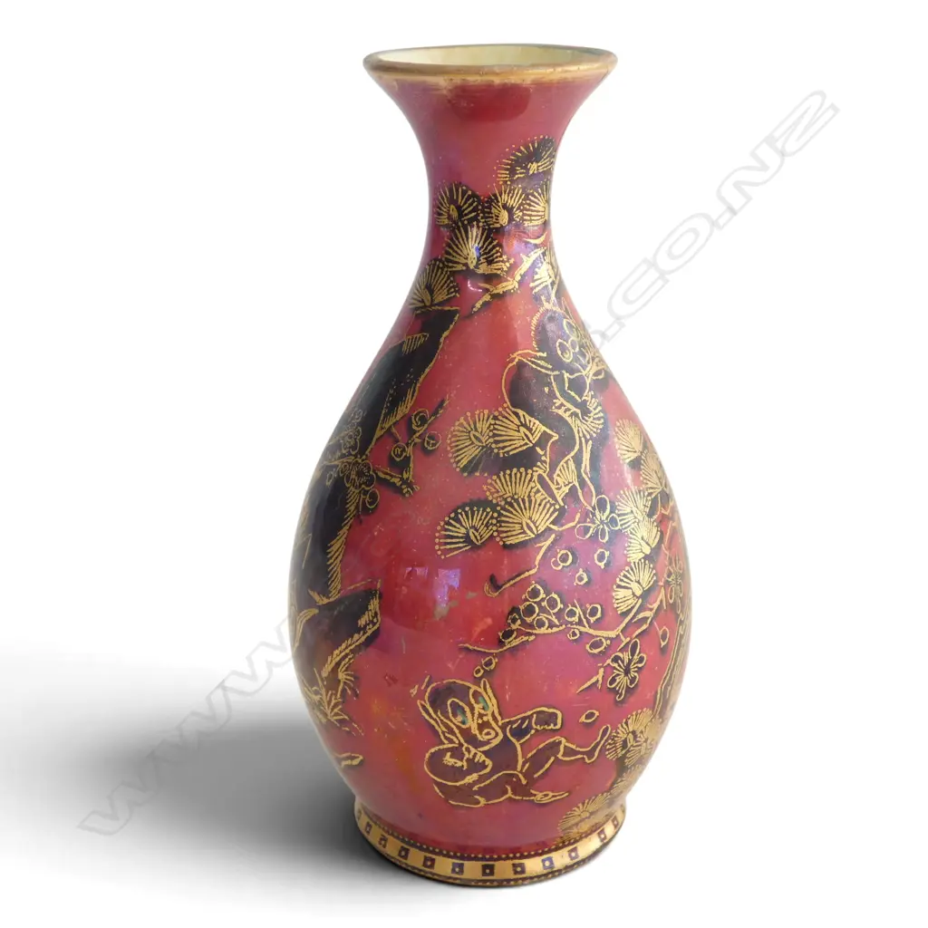 RARE WEDGWOOD FAIRYLAND BUD VASE in the Firbolgs' pattern c1920, Wedgwood stamp & hand applied no.Z5200 to base Image 1++
