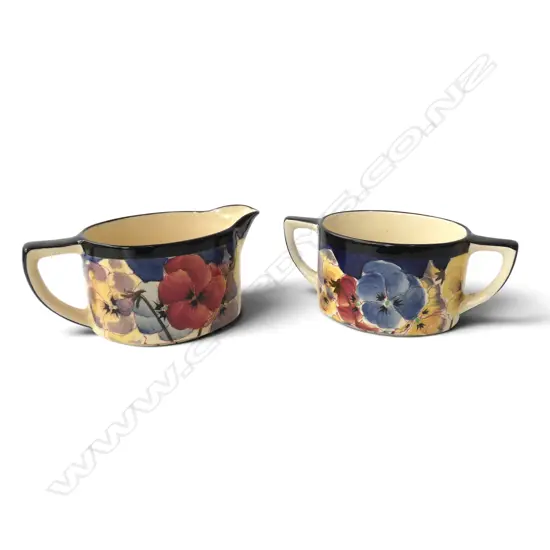 VINTAGE ROYAL DOULTON 'PANSY' SUGAR & CREAM