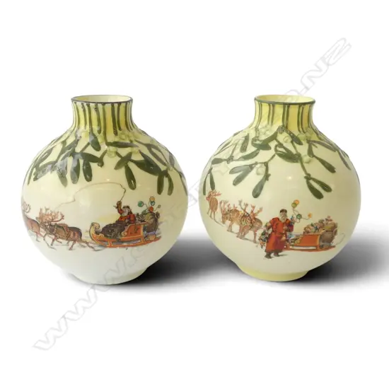 2 ROYAL DOULTON CHRISTMAS WARE VASES, H.105mm