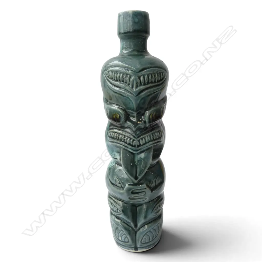 TI TOKI BLUE/GREEN GLAZED BOTTLE w. orig. sticker, maker's name & 2524 impressed to base,  H.300mm   Image 1++