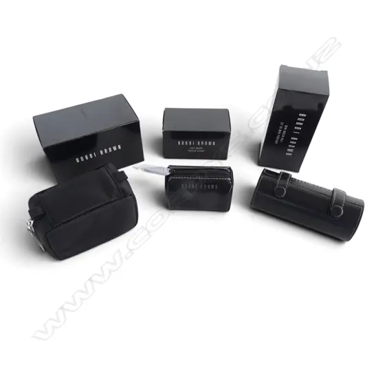 3 PCS BOBBI BROWN MAKE-UP BRUSHES, MINI BRUSH ROLL, FACE BRUSH & ALL OVER BRUSH