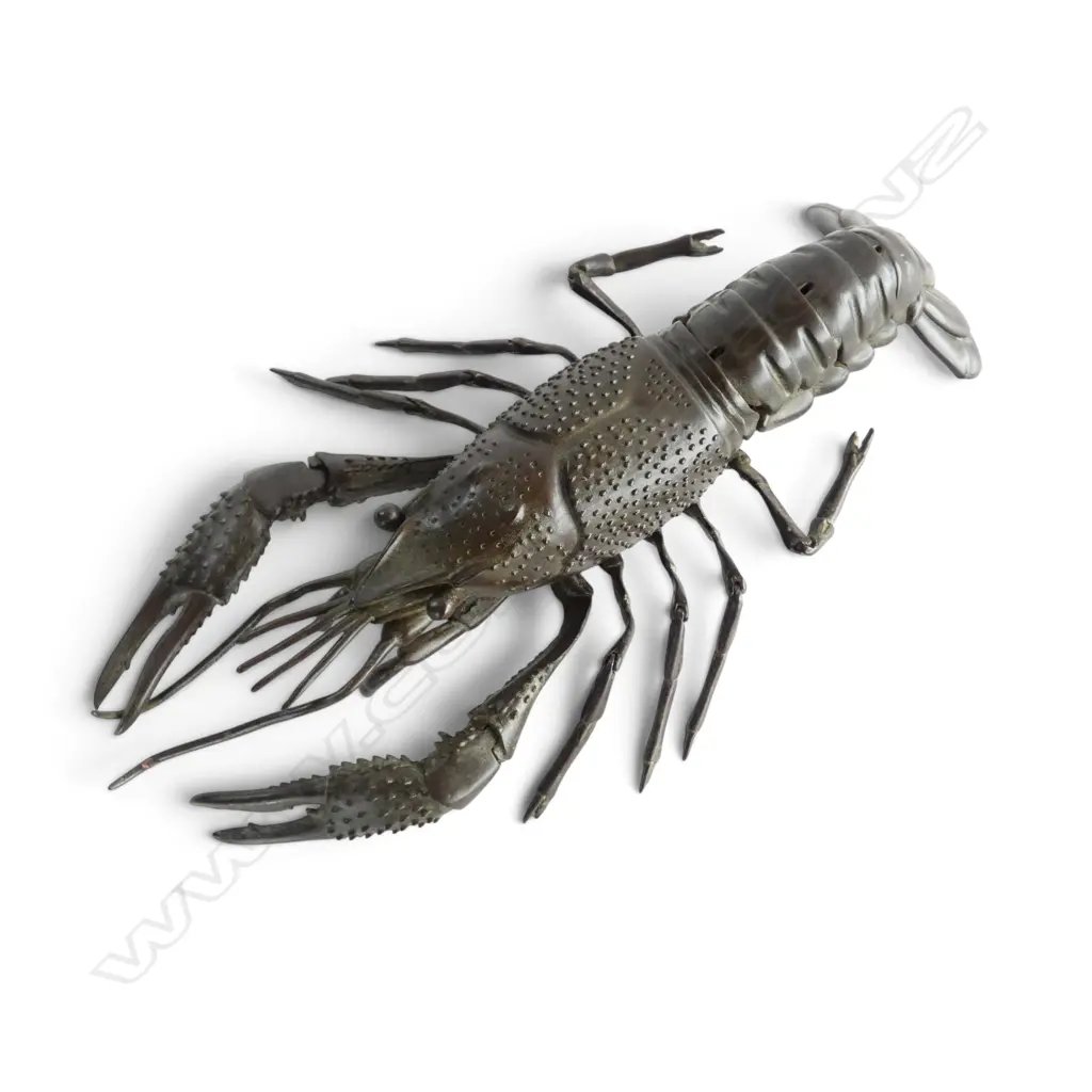 JAPANESE BRONZE ARTICULATED LOBSTER L.250mm Image 1++