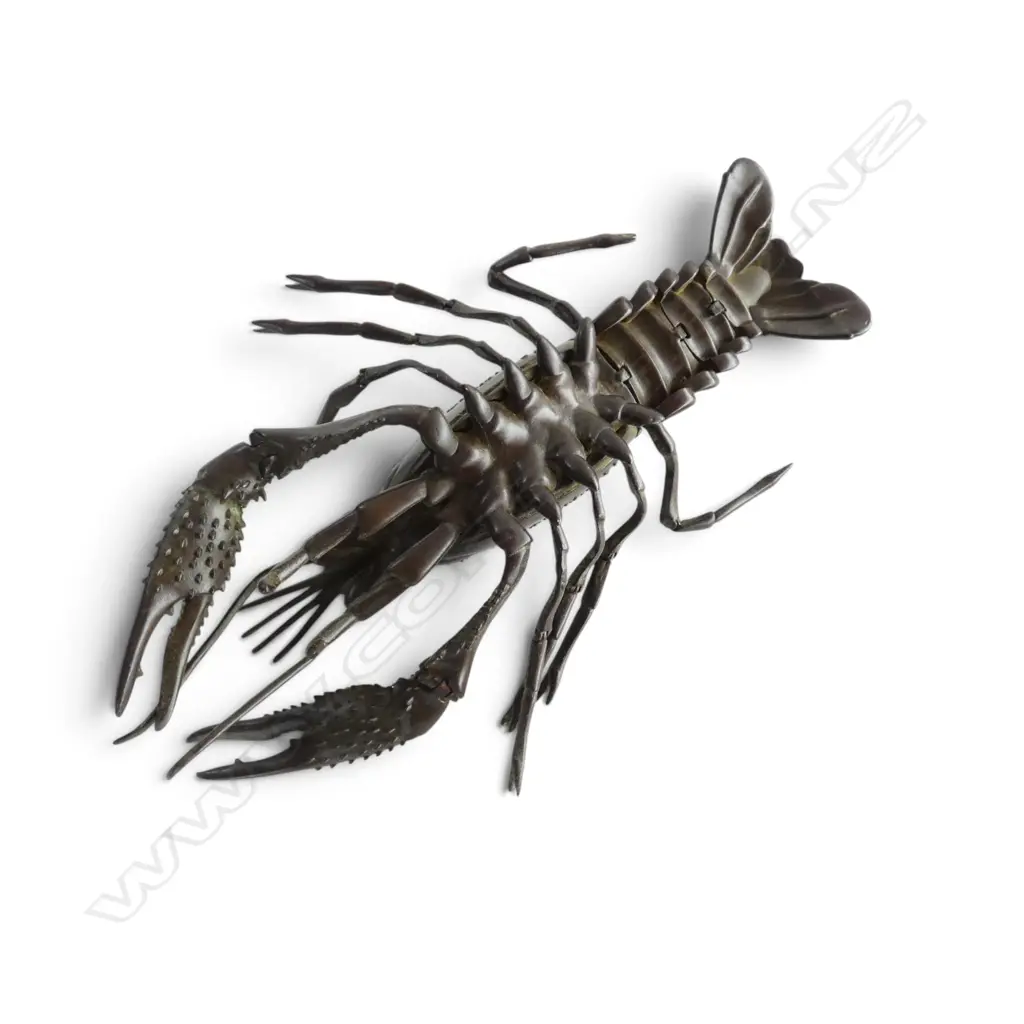 JAPANESE BRONZE ARTICULATED LOBSTER L.250mm Image 1++