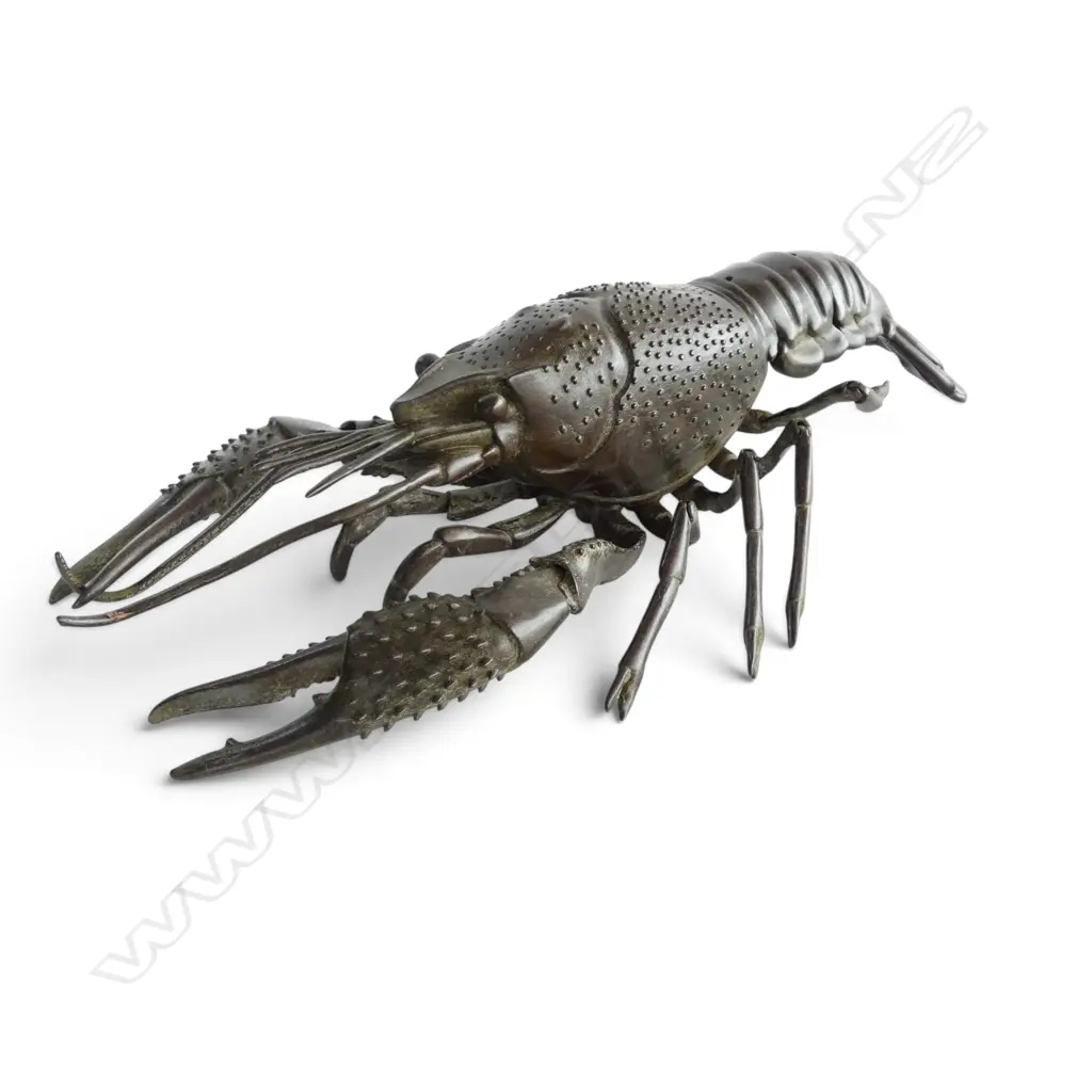 JAPANESE BRONZE ARTICULATED LOBSTER L.250mm Image 1++