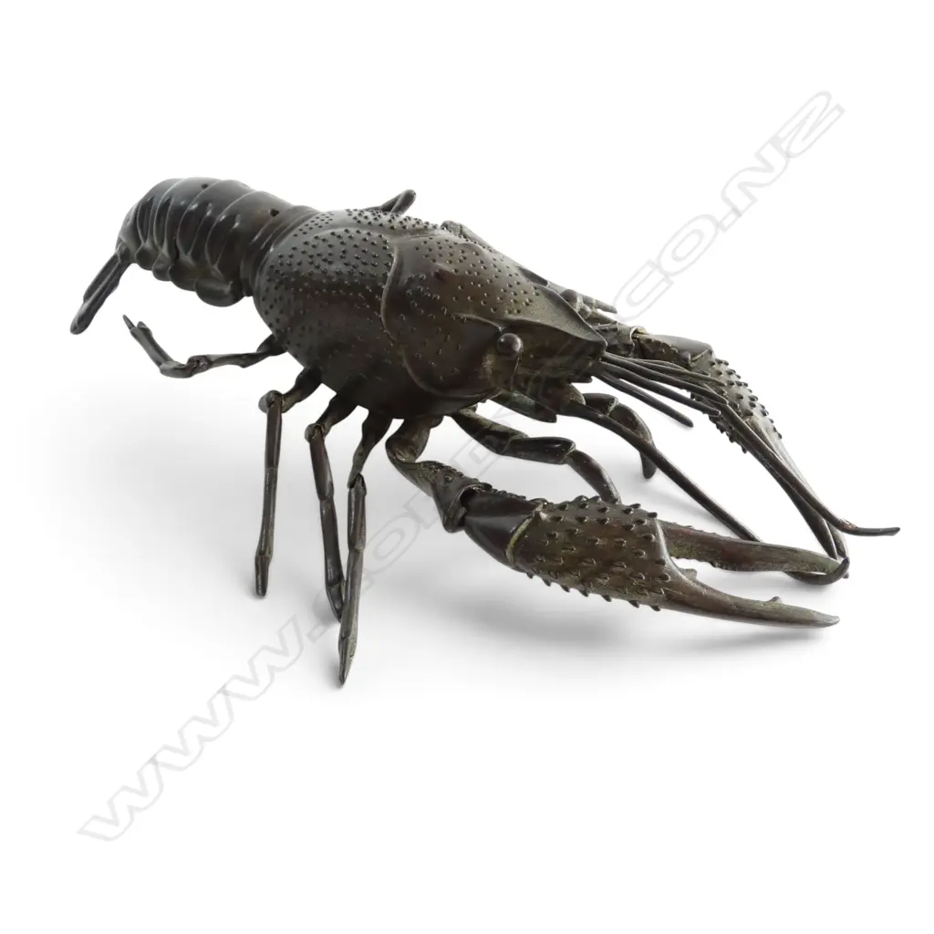 JAPANESE BRONZE ARTICULATED LOBSTER L.250mm Image 1++