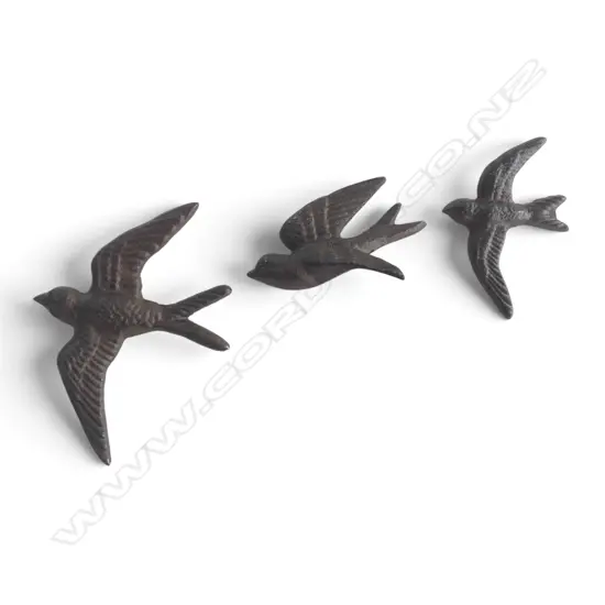 3 CAST IRON SWALLOW BIRDS 160x120mm
