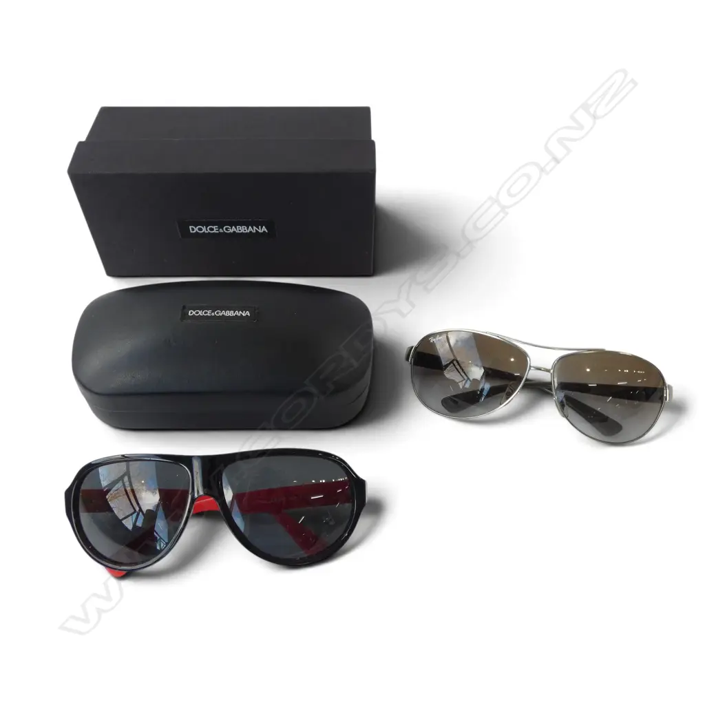 2 PRS SUNGLASSES; RAY BAN (WORN), DOLCE & GABBANA Image 1++