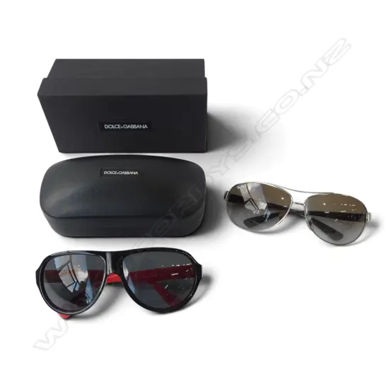 2 PRS SUNGLASSES; RAY BAN (WORN), DOLCE & GABBANA