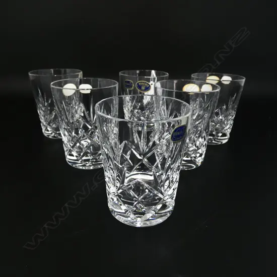 SET 6 VINTAGE CUT CRYSTAL WHISKEY GLASSES ‘BOHEMIA’, H.90MM D.70MM