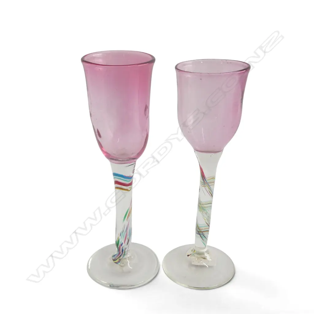 2 PETER VIESNIK STEMMED GLASSES (ONE SIGNED '87) H.230mm Image 1++