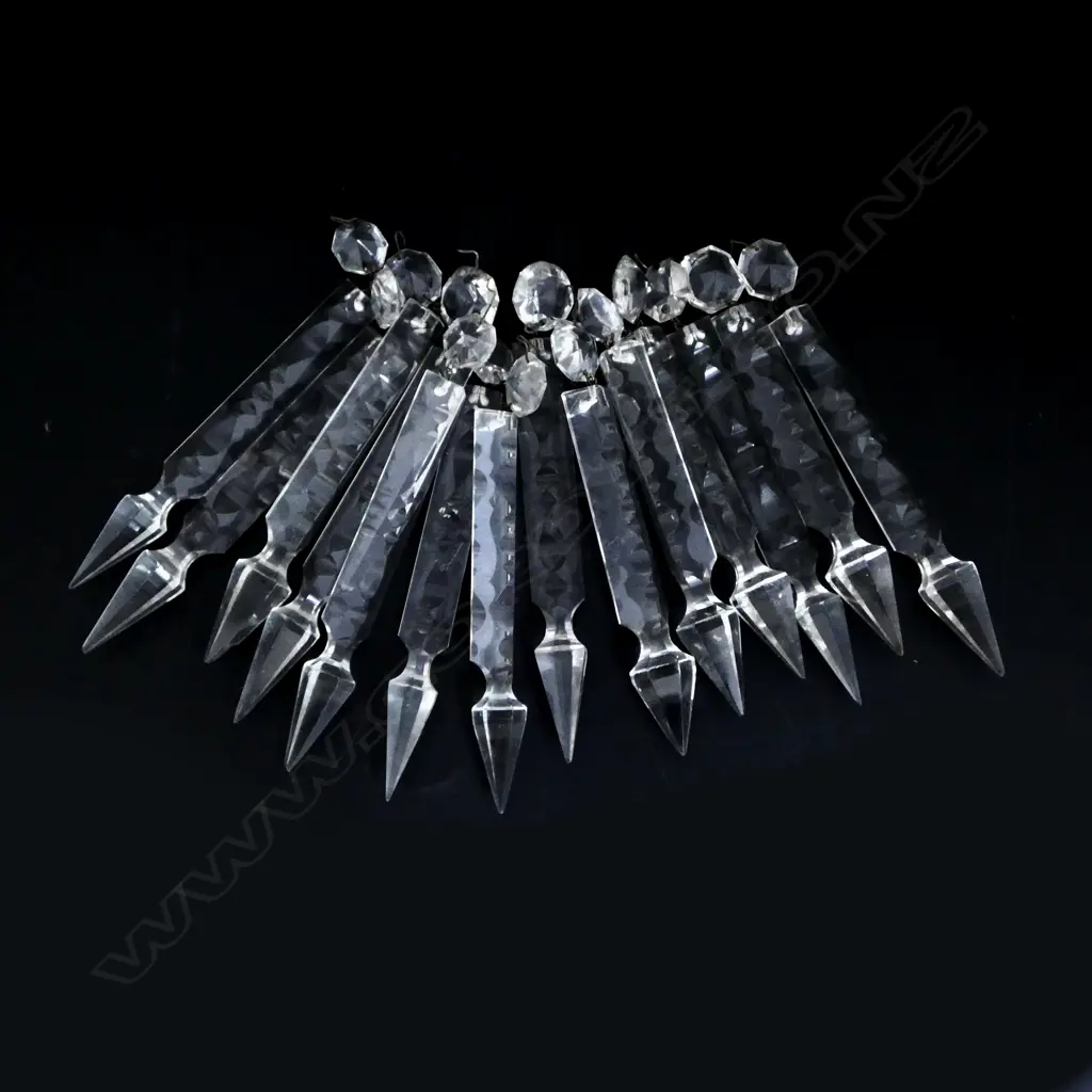 14 VICTORIAN CRYSTAL LUSTRES, L.160MM Image 1++