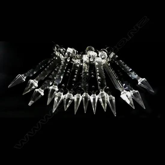 14 VICTORIAN CRYSTAL LUSTRES, L.160MM