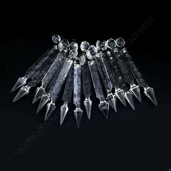 14 VICTORIAN CRYSTAL LUSTRES, L.160MM