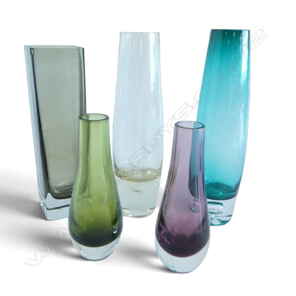 5 ART GLASS VASES (BLACK w. CHIP) H.280mm Image 1++
