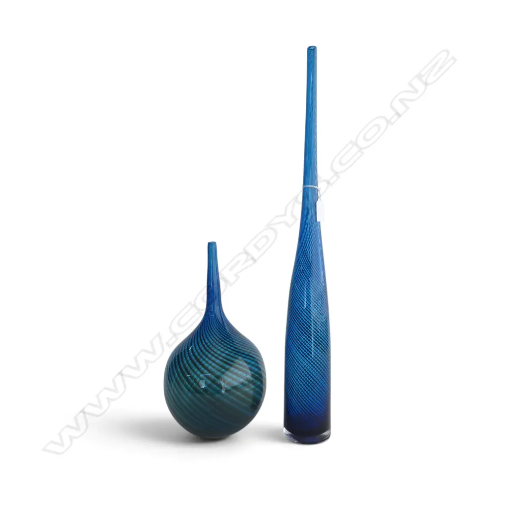 2 BLUE GLASS VASES H.590mm Image 1++