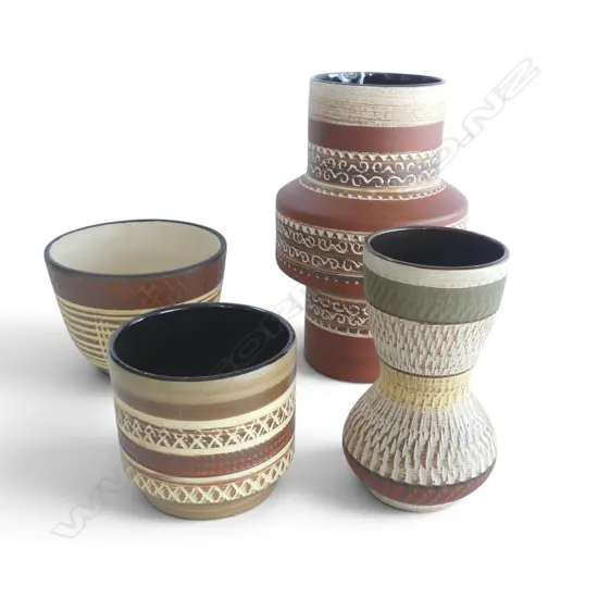 4 RETRO GERMAN POTTERY VASES H.210mm