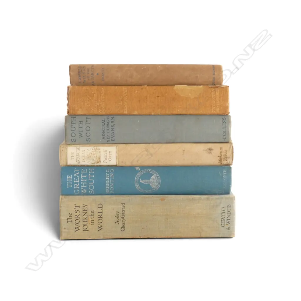 SIX OLD ANTARTICA BOOKS SOUTH WITH SCOTT, THE ANTARTIC OCEAN ETC Image 1++