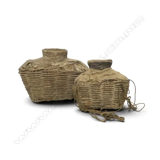 2 CHINESE WICKER & CLAY VESSELS H.340mm