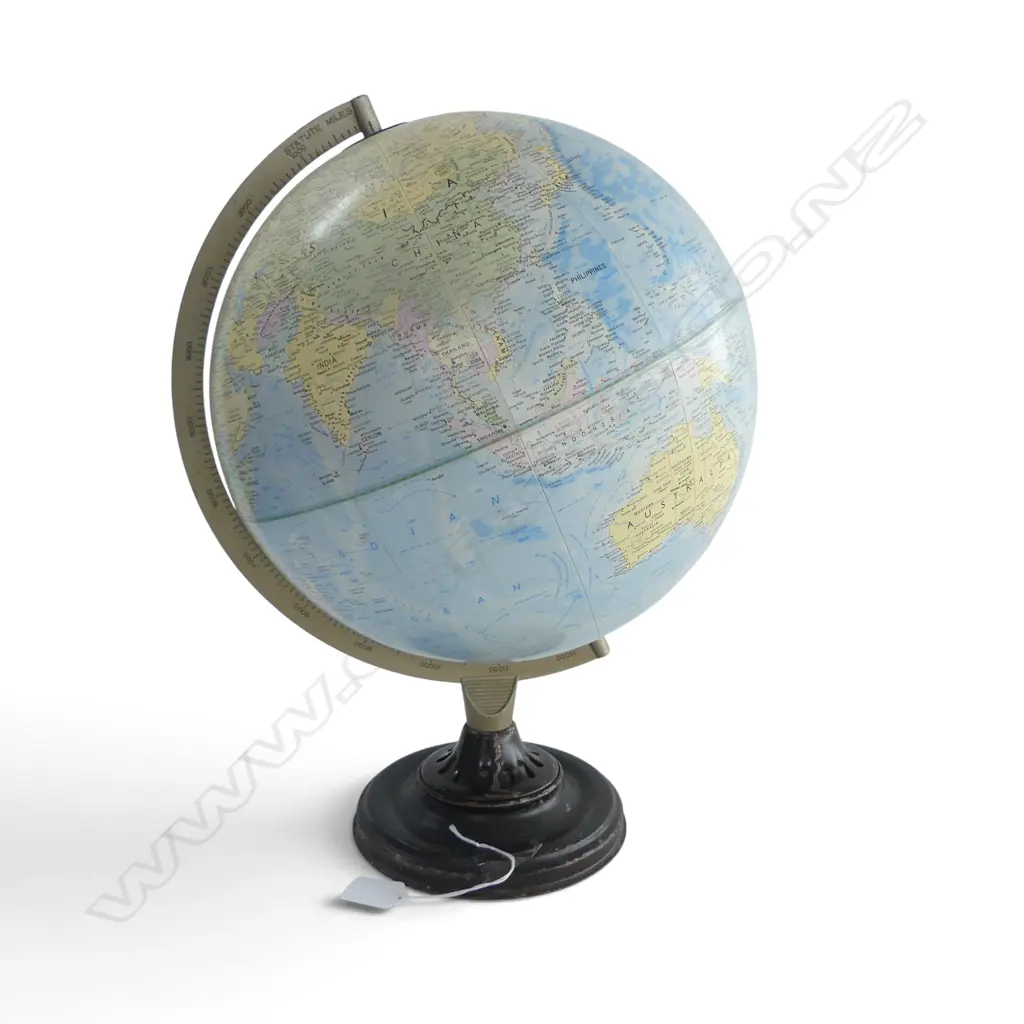 1940’S WORLD GLOBE ON METAL STAND REPLOGLE U.S.A, H.420MM Image 1++