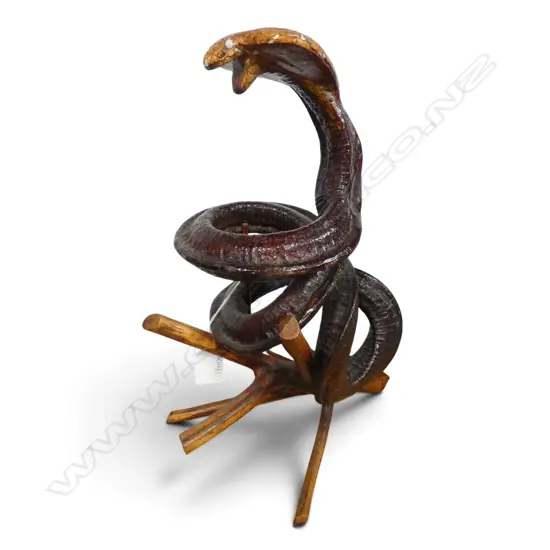 3D COBRA WOOD CARVING H330MM