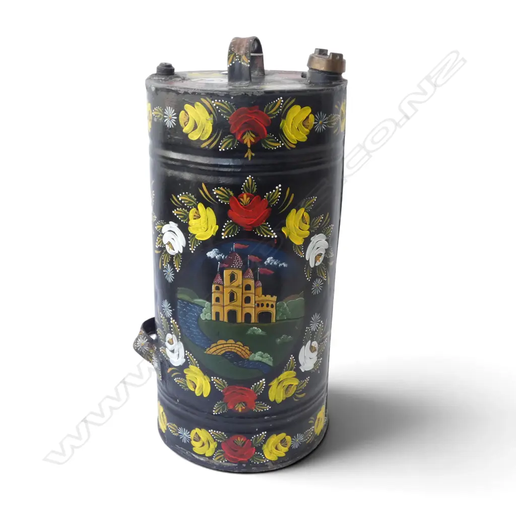 FOLK ART PAINTED METAL FUEL CONTAINER H.475mm Image 1++
