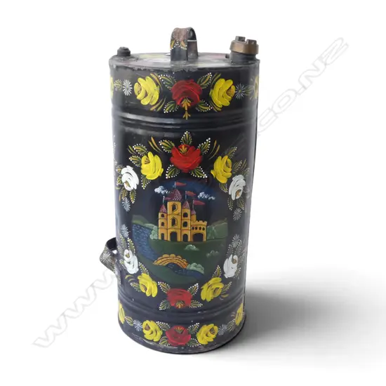 FOLK ART PAINTED METAL FUEL CONTAINER H.475mm