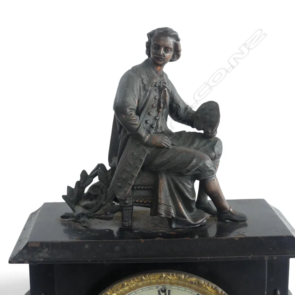 ANTIQUE BLACK METAL MANTEL CLOCK H.415mm Image 1++