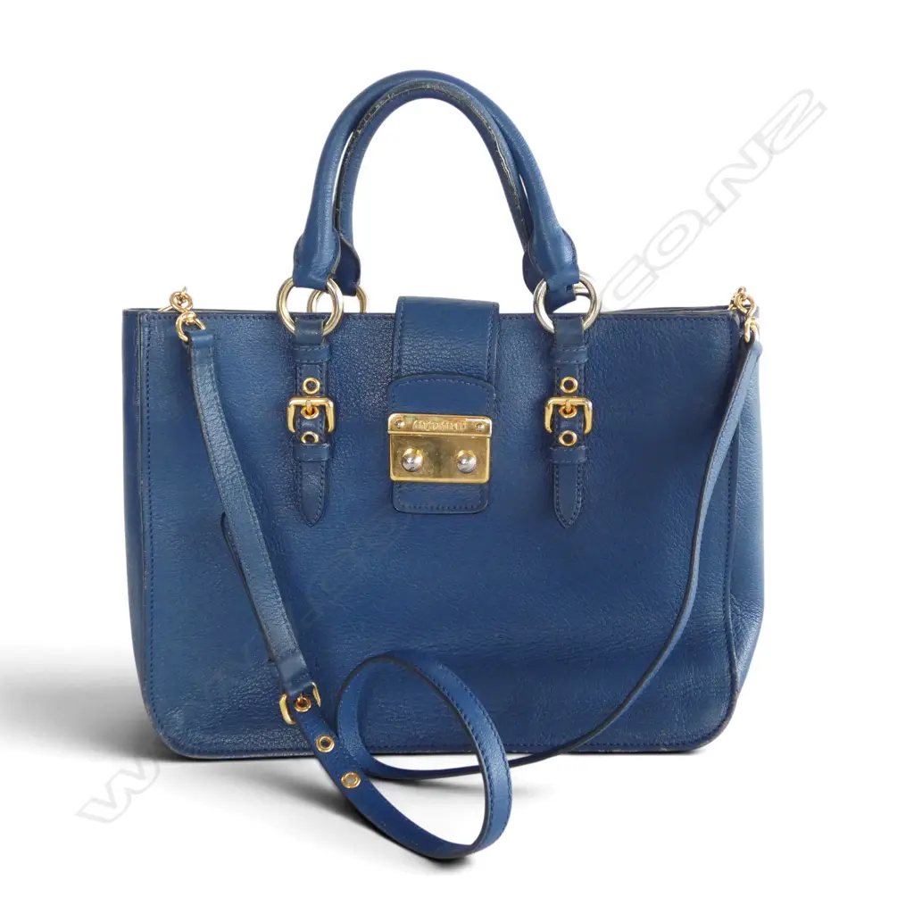 BLUE MIU MIU HAND BAG W.330mm some wear Image 1++