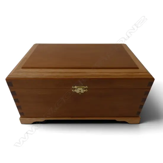 HAND MADE VELVET LINED SWAMP KAURI BOX W.290mm