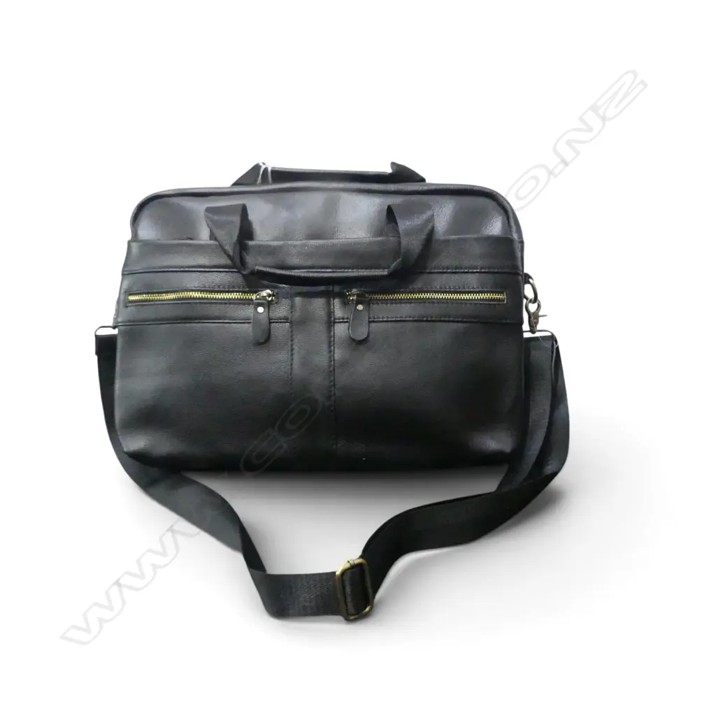 BLACK LEATHER BAG W.400mm Image 1++