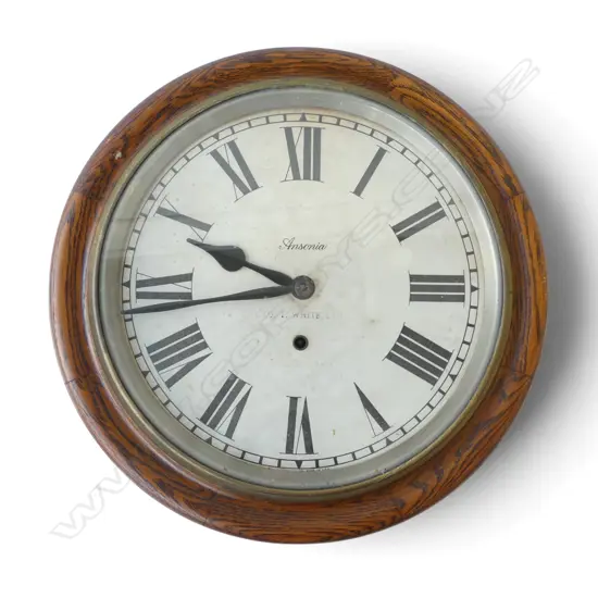 ANSONIA STATION CLOCK 410mm key inside / vendor says runs well