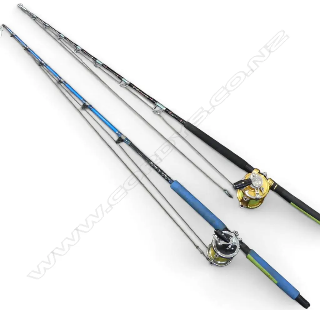 2 vintage PENN GAME FISHING RODS L.1850mm: International II 50SW + Senator (some surface marks) + rods. Image 1++