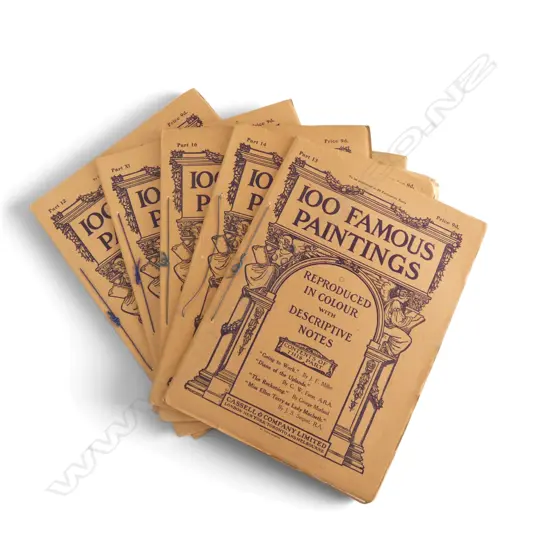 SIX ANTIQUE ‘100 FAMOUS PAINTINGS’ ART PUBLICATIONS C.1912 COLOUR PLATES, L.390MM