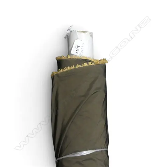 BOLT OF OLIVE GREEN TAFFETA FABRIC