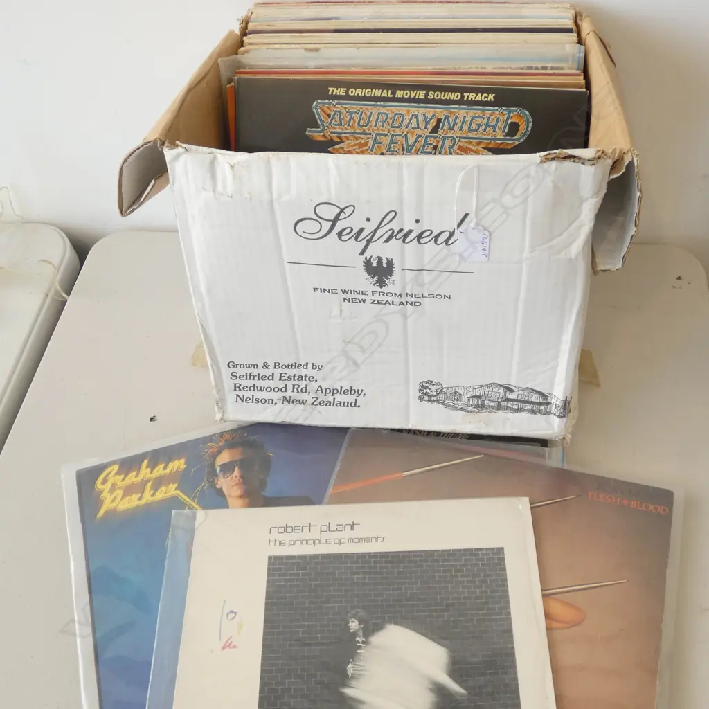 BOX OF LP RECORDS INCL U2, ROXY MUSIC, SIMPLE MINDS, ROBERT PLANT ETC Image 1++