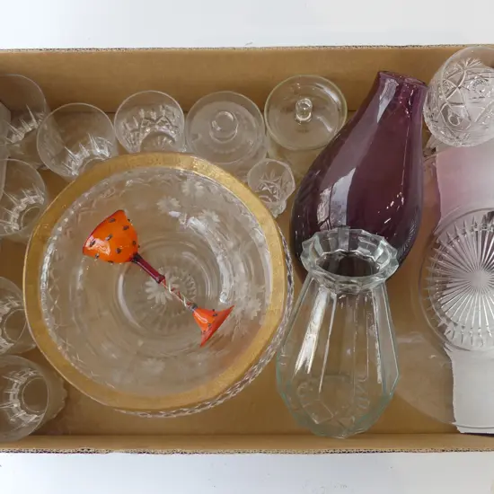 ASSTD. GLASS & CRYSTAL – TUMBLERS, BOWLS, VASES, CONDIMENT POTS