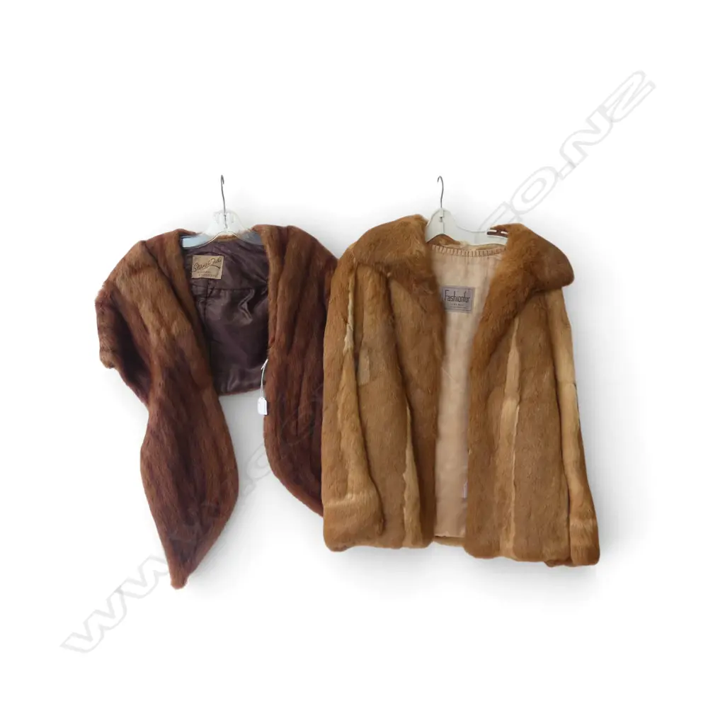 D. L ELLIS RABBIT FUR JACKET IN MID BROWN & FUR CAPELET Image 1++