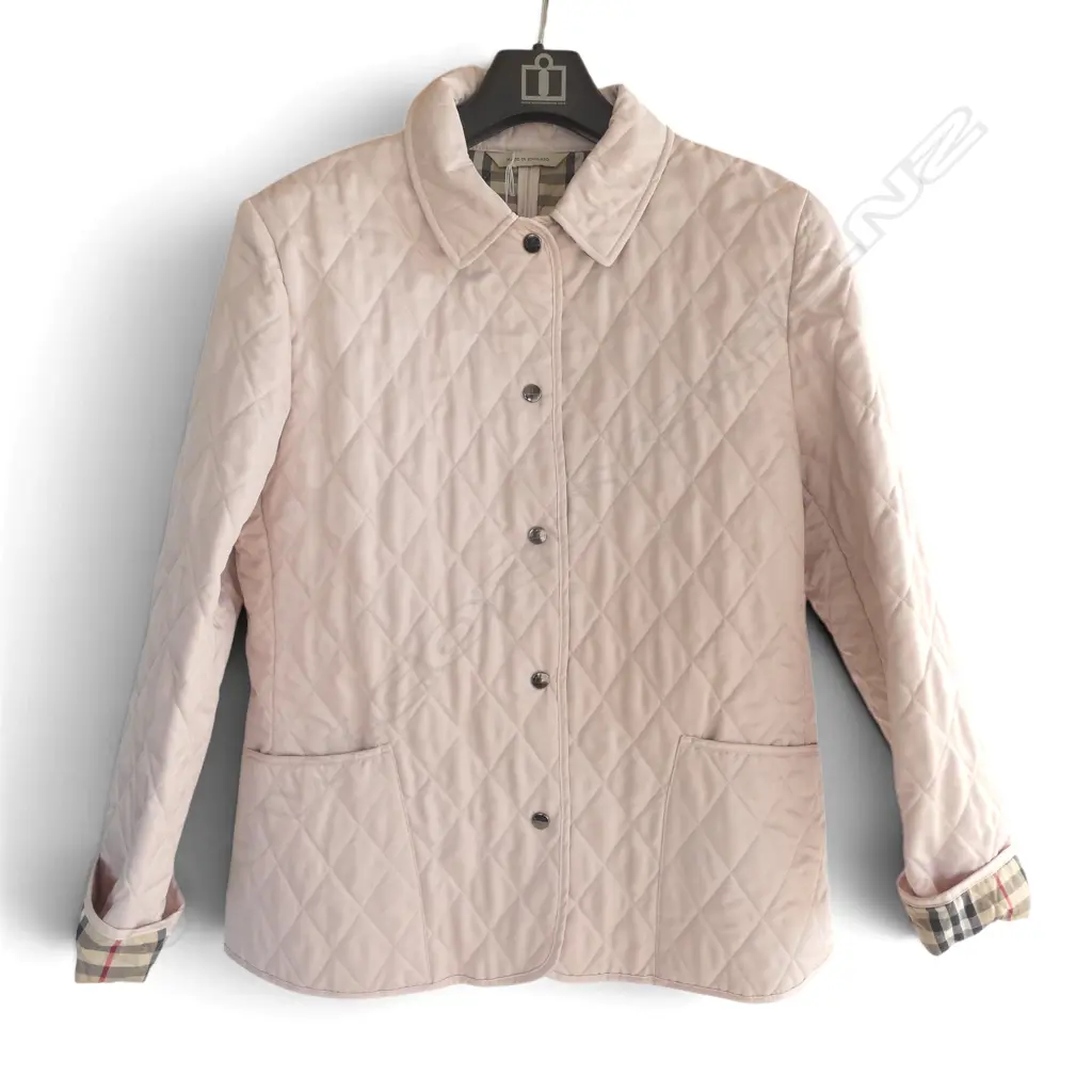 BURBERRY WOMEN'S PALE PINK QUILTED JACKET, SZ S/M, SUMMER WEIGHT Image 1++
