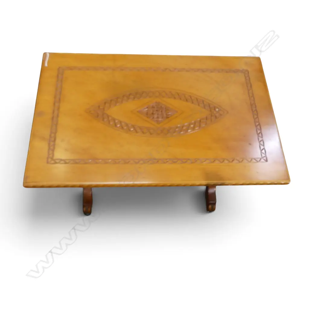 WOODEN SIDE TABLE ON CASTORS 700x440x525mm Image 1++