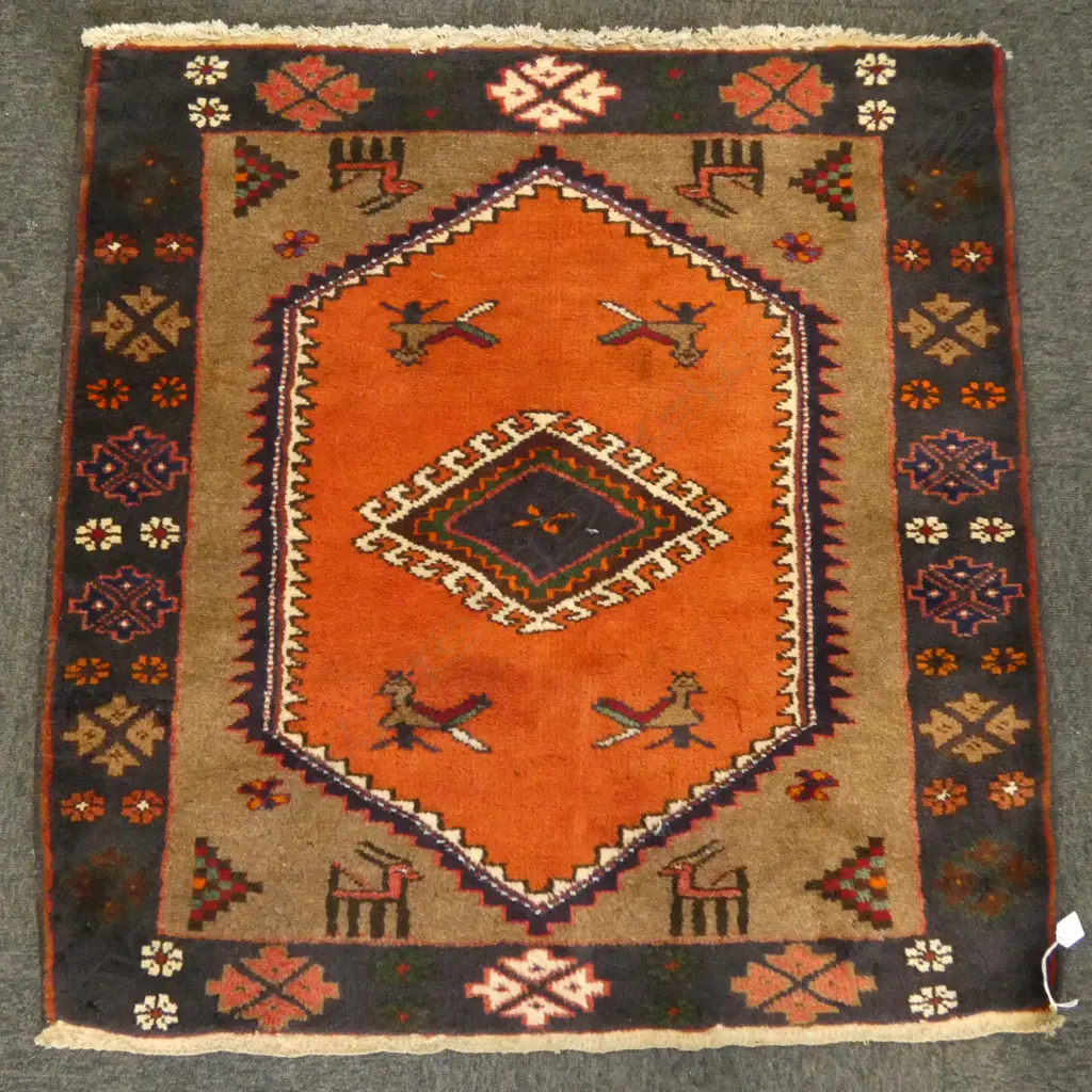 HAND KNOTTED WOOL PILE RUG 1000x1000mm Image 1++