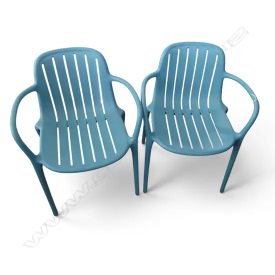 PR BLUE PLASTIC OUTDOOR DINING CHAIRS