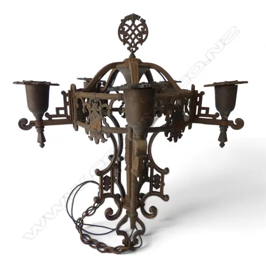 VINTAGE 5 LIGHT METAL PENDANT L.600mm
