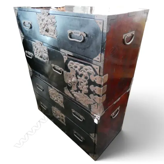 2 PART ORIENTAL TANSU CHEST 860x415x510mm EACH